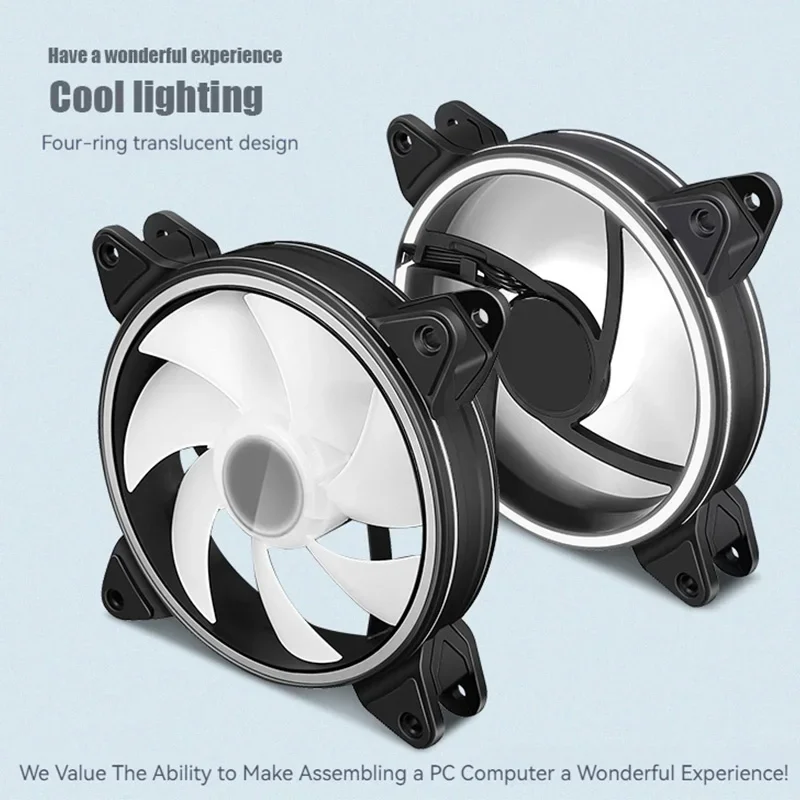 TEUCER SF-06 PC Cooling Fan Kit 120mm Dual Aurora Circulate Mirror Light Effect Case Fan 5V 3PIN ARGB CPU Cooler Fan