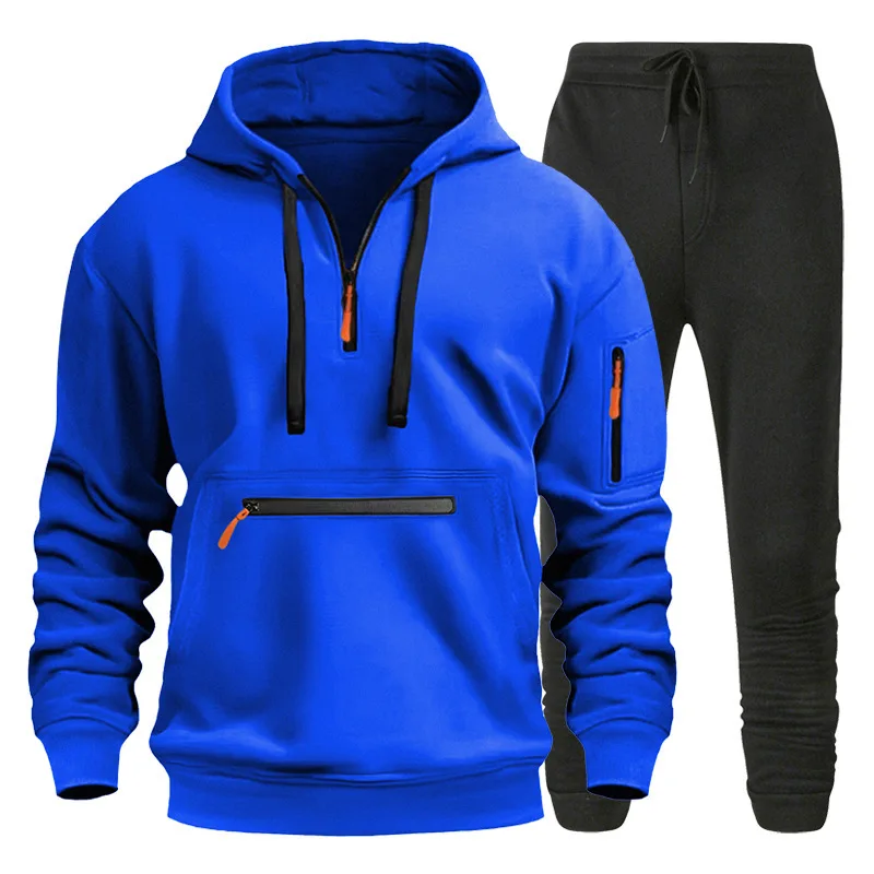 

New Men's Sweater Set Hoodie Pocket Zipper Pullover Sports Sweater Sweatpants Two-piece Set