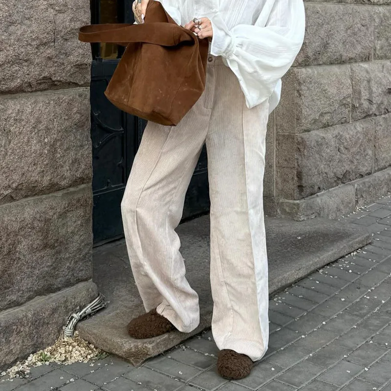 HKSH خريف شتاء جديد المرأة سروال قصير مستقيم السراويل بلون جيوب تنوعا أنيقة الأمريكية الرجعية الاتجاه غير رسمي HK14925 #6