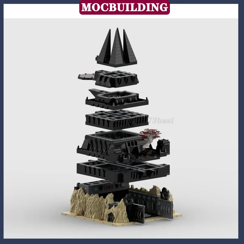 MOC Space Movie Black Model Building Block Assembly Fortress Architectural Scene Hangar Meeting Room Collection Series Toy Gifts