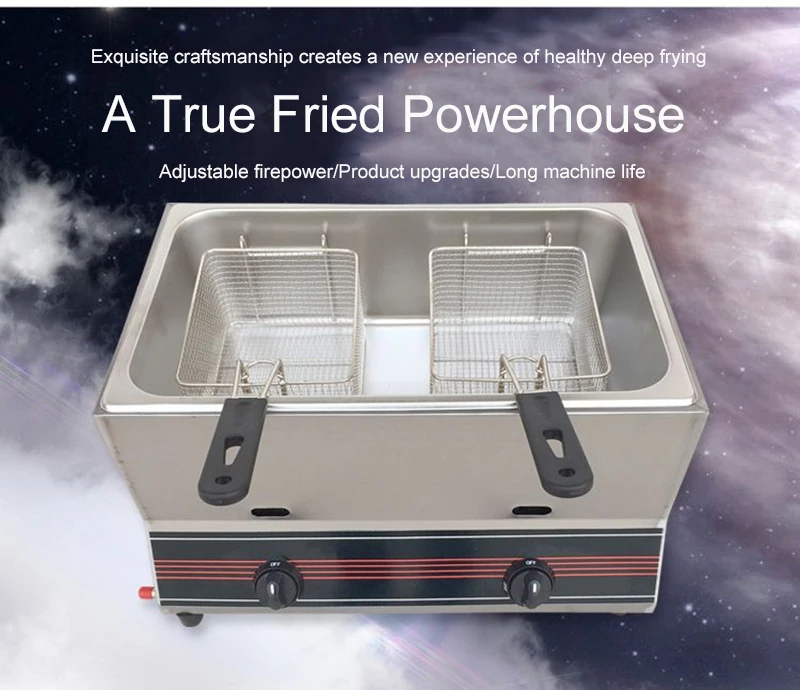 

Deep Fryer Gas Fryer Commercial Stainless Steel Fryer Single Tank Single Basket Gas Frying Machine