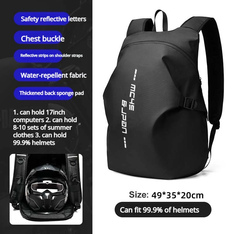 Zaino per moto Likros, zaino impermeabile pieghevole per casco, zaino da viaggio da uomo, borse portaoggetti per ciclismo, borsa per casco da moto