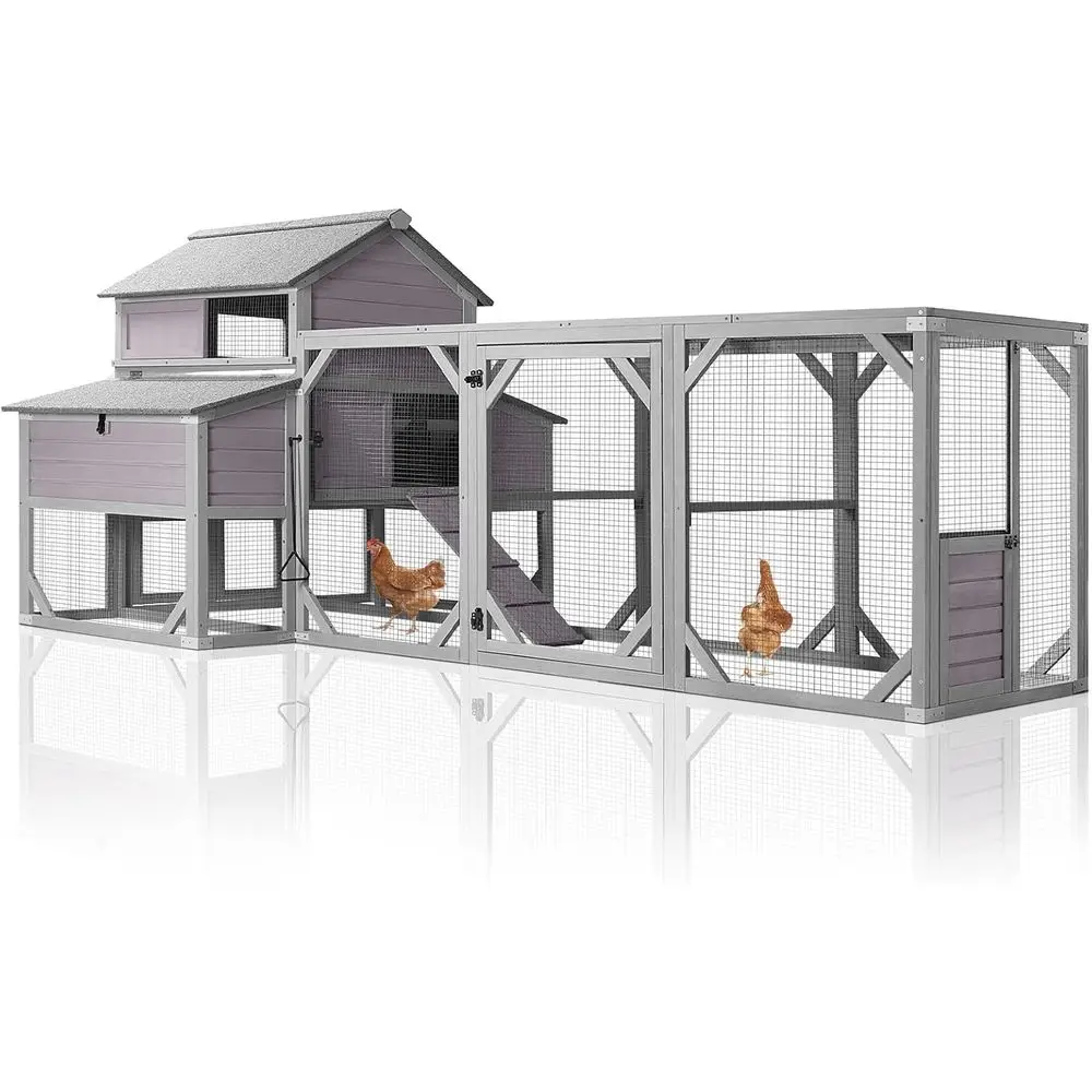 

Spacious Chicken Enclosure for 6-8 Birds with 6 Nest Boxes, Individual Perches, Easy-Clean Tray, and UV-Protected Roof
