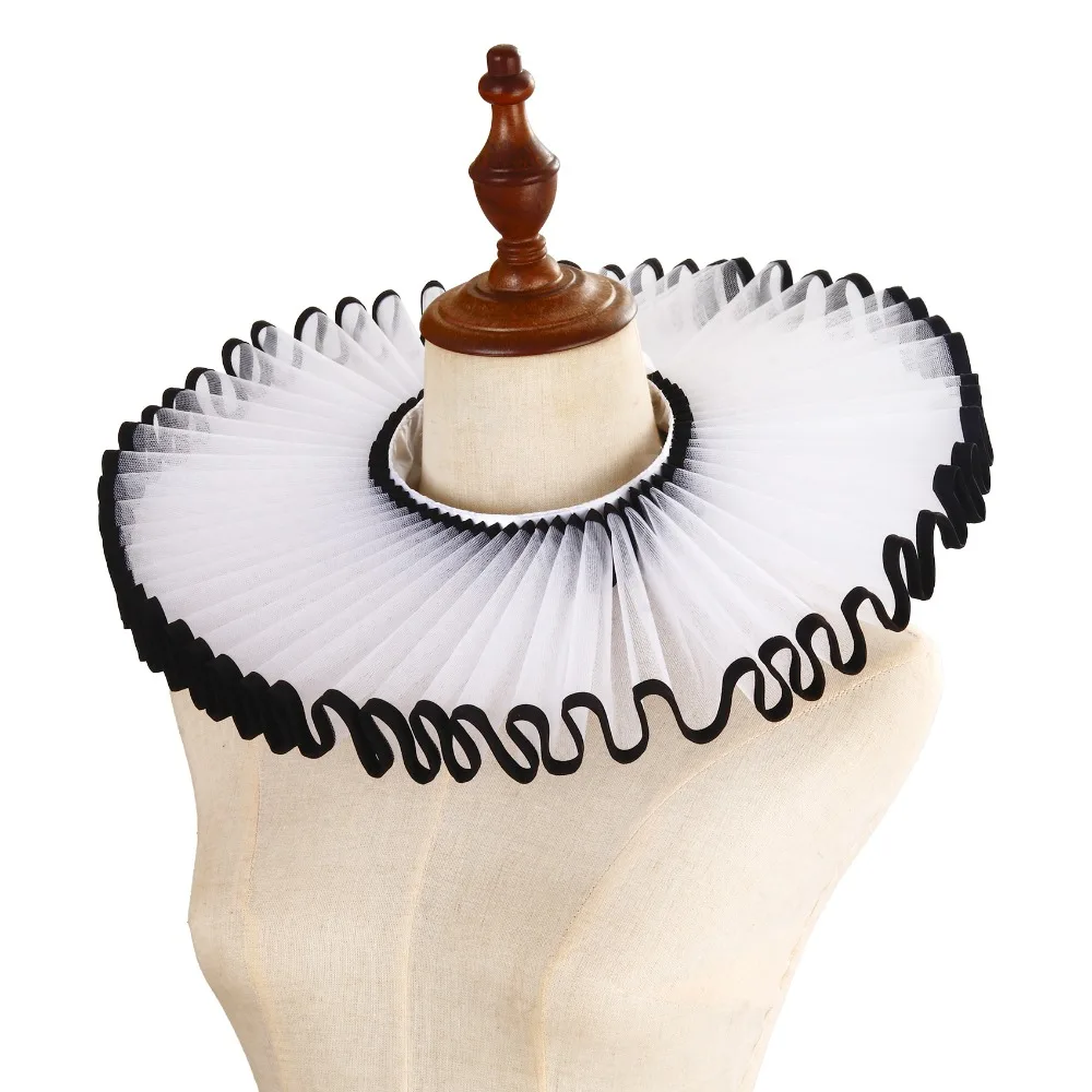 Detachable Shakespeare Neck Ruffled Collar Elegan Victorian Costume Renaissance False Collar Vintage Retro Ruff Collar
