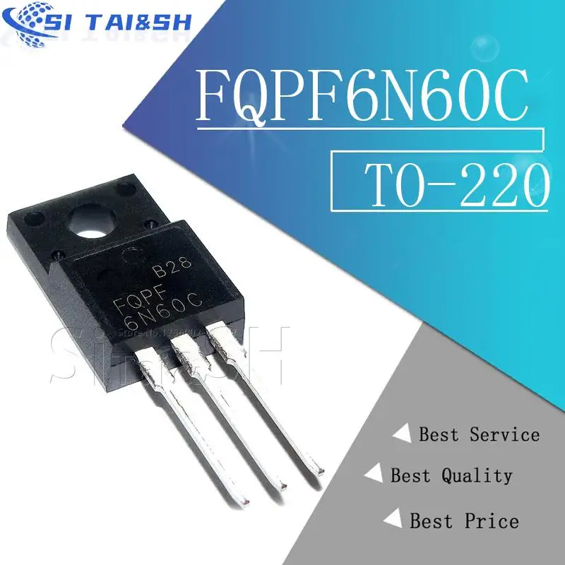 10 unids/lote FQPF6N60C 6N60C 6N60 MOSFET 600V 6A transistor de canal N TO-220F nuevo original
