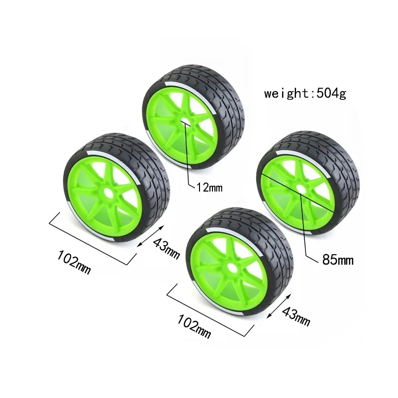 1/7 1/8 RC On-Road High Grip Tires Wheels for ARRMA INFRACTION Outcast Fireteam F1 HongNor X3GT ZD Racing Serpent