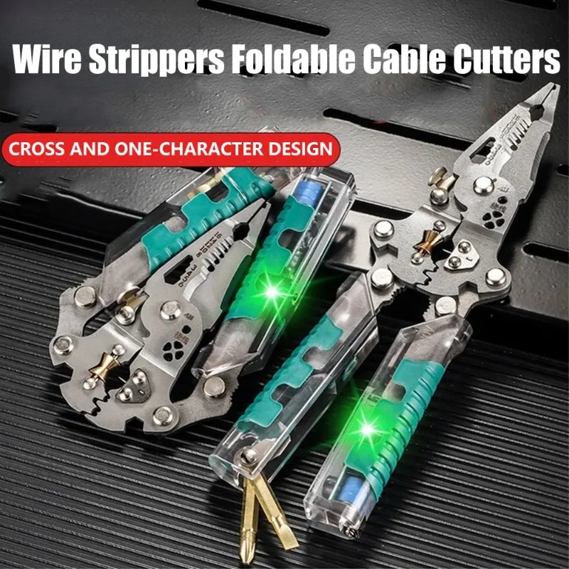 Fususbe سلك تجريد كماشة اختبار الجهد كابل قطع العقص كماشة متعددة الوظائف سلك متجرد كماشة كهربائي