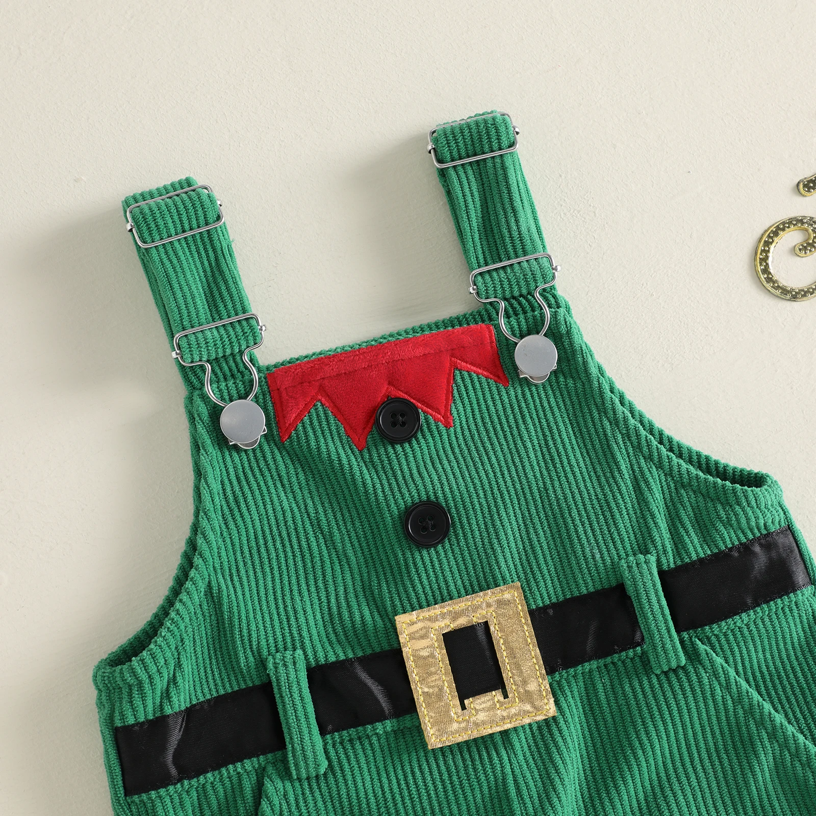 0-4Y Toddler Boy Christmas Corduroy Overalls Embroidered Patch Sleeveless Jumpsuits Santa Costumes Clothes