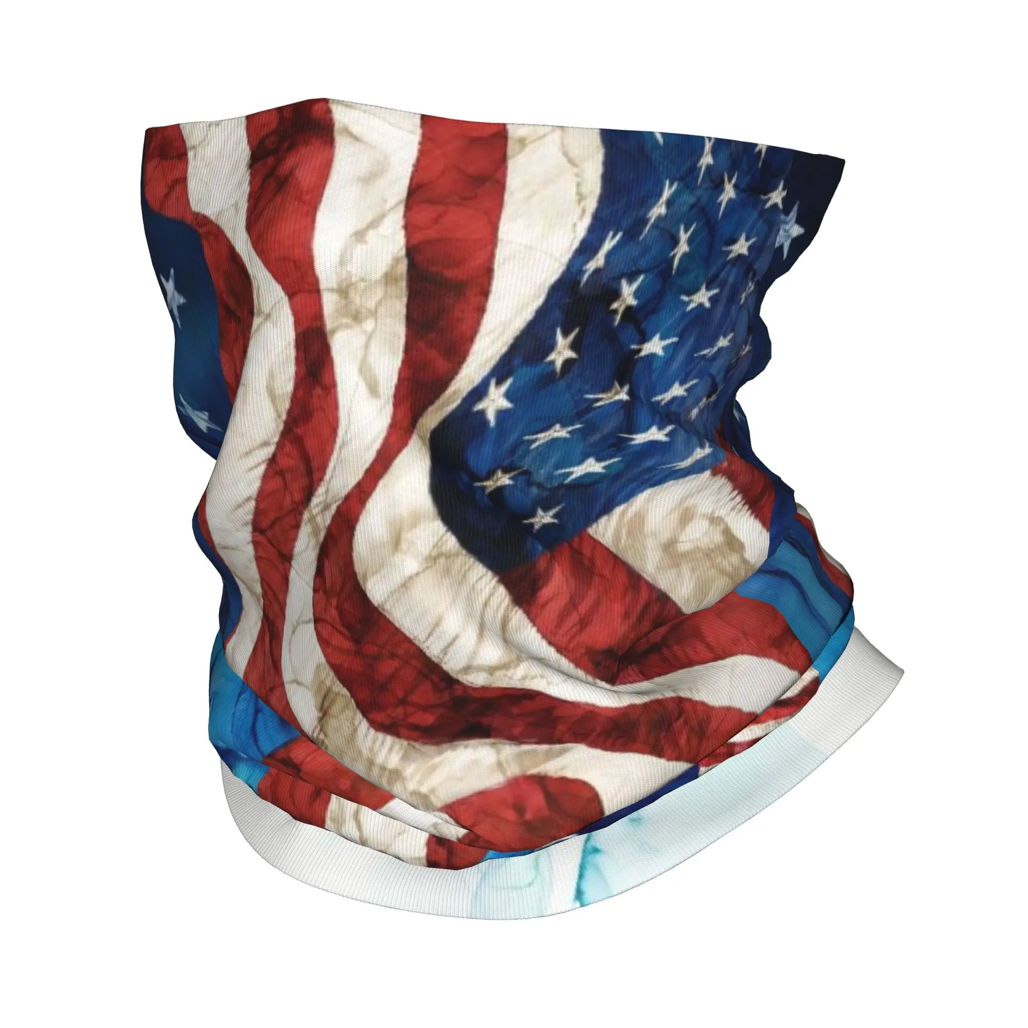 Custom Patriot Blue Flag and Eagle Bandana Neck Gaiter for Ski Cycling Men Women Wrap Scarf USA America  Flag  Headband Warmer