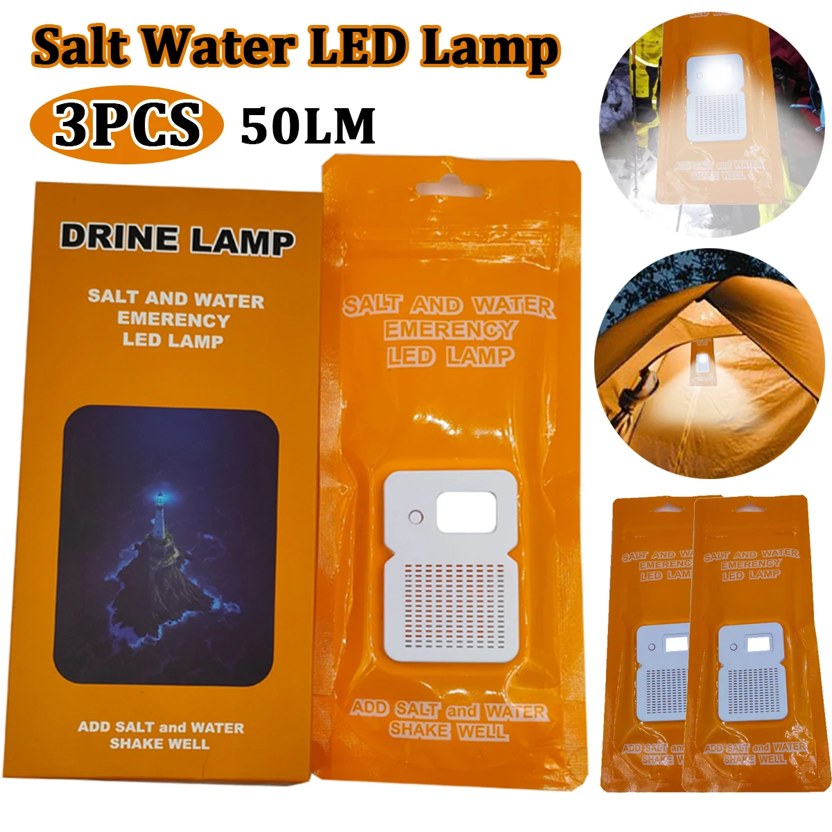 

Portable Outdoor Camping Lamp Salt Water LED Emergency Lamp for Camping Night Fishing Lamp Energy Saving Lamp Travel Supplies