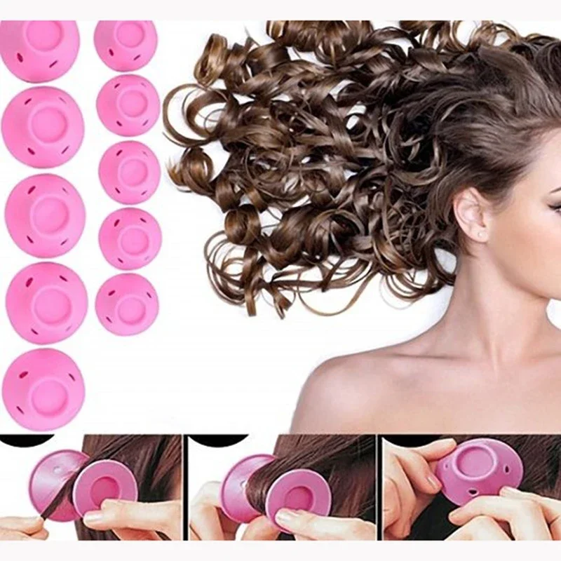 

Perm Easy Use Practical Hair Styling Tools 10pcs Mushroom Hairstyle Roller Silicone Women Sleeping Bell Curler Hair Tools