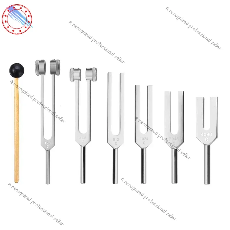 

6Pcs/Set 128Hz 256Hz 512Hz 1024Hz 2048Hz 4096Hz Tuning Fork With Hammer For Tuning Fork Kit Healing Sound Vibration Tool