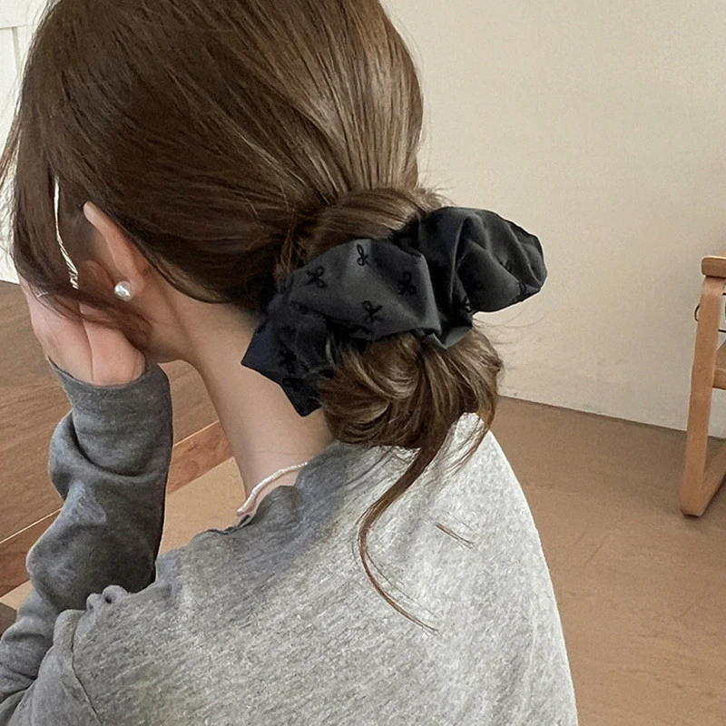 Classique arc coeur à pois cravate de cheveux tempérament élégant femme haute queue de cheval cravate de cheveux à la mode filles ne fait pas mal aux cheveux