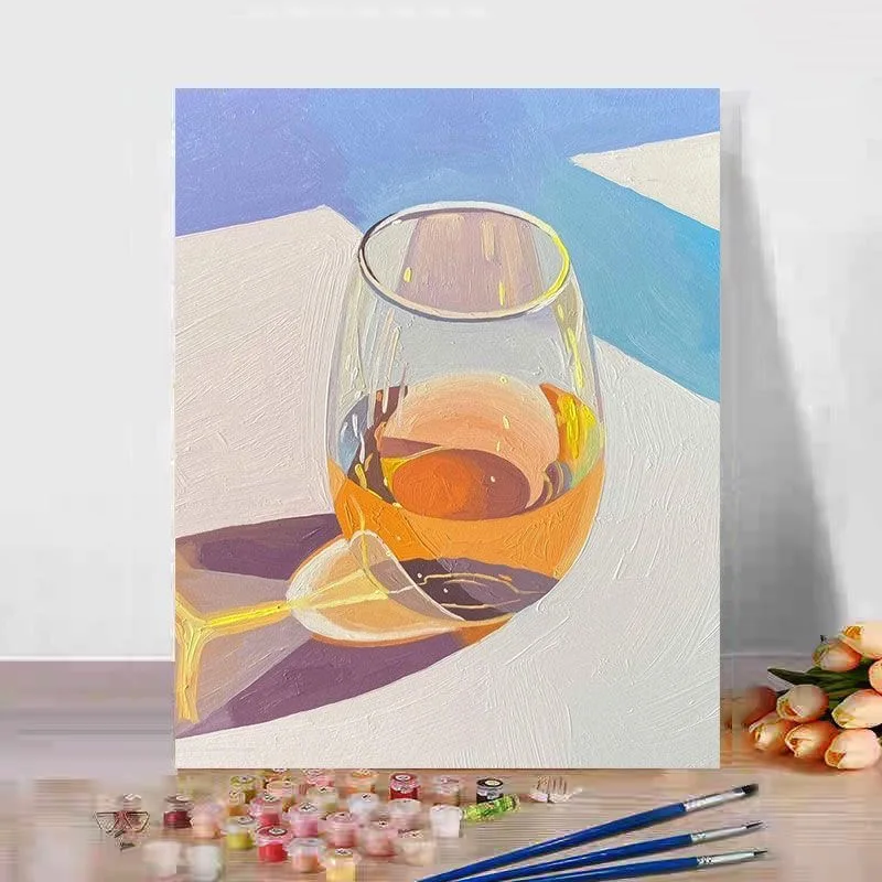 

A-0148 Cup and Nature Oil Painting - Handmade Canvas Art - Gift for Home