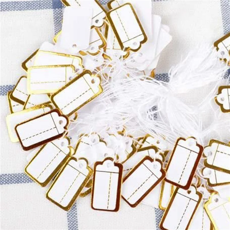 A04G-800 قطعة علامات أسعار المجوهرات الورقية مع سلسلة معلقة بمناسبة العلامات الملابس عرض تسميات علامات وضع العلامات الفارغة 25 مللي متر x 13 مللي متر #3