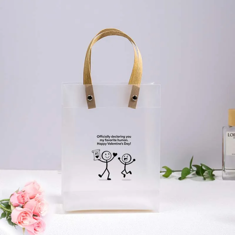 

These cartoon funny comic PP transparent plastic tote bags are available in stock Made from frosted material, they are perfect a