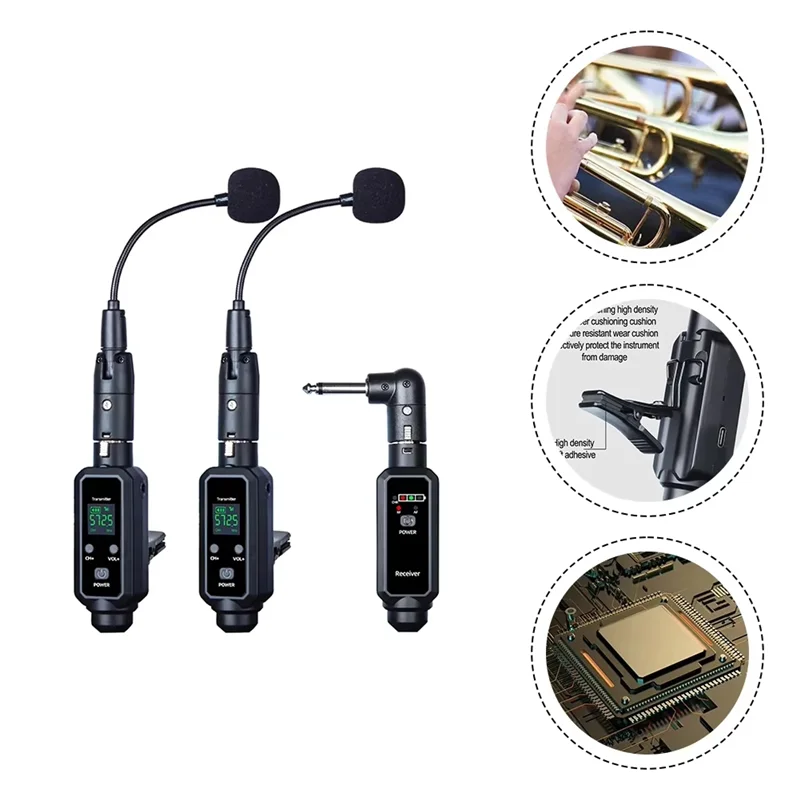 

【Hot Selling Items】UHF Wireless Radio Microphone System Clip-On Saxophone Microphone For Professional For Stage Performance Inst