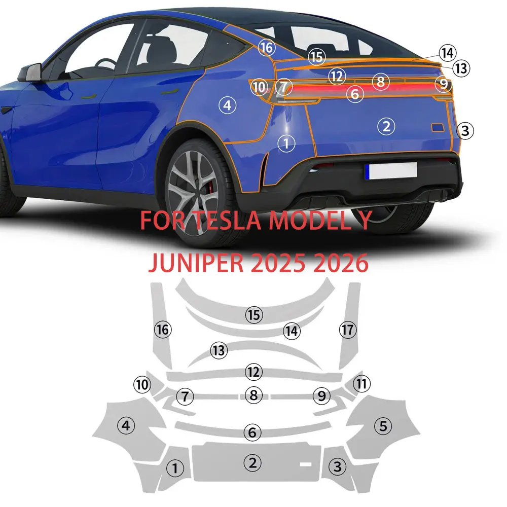 

For Tesla Model Y Juniper 2025 2026 Precut Paint Protection Film Clear Bra TPU Anti-Scratch Self-Healing Car Exterior Protector