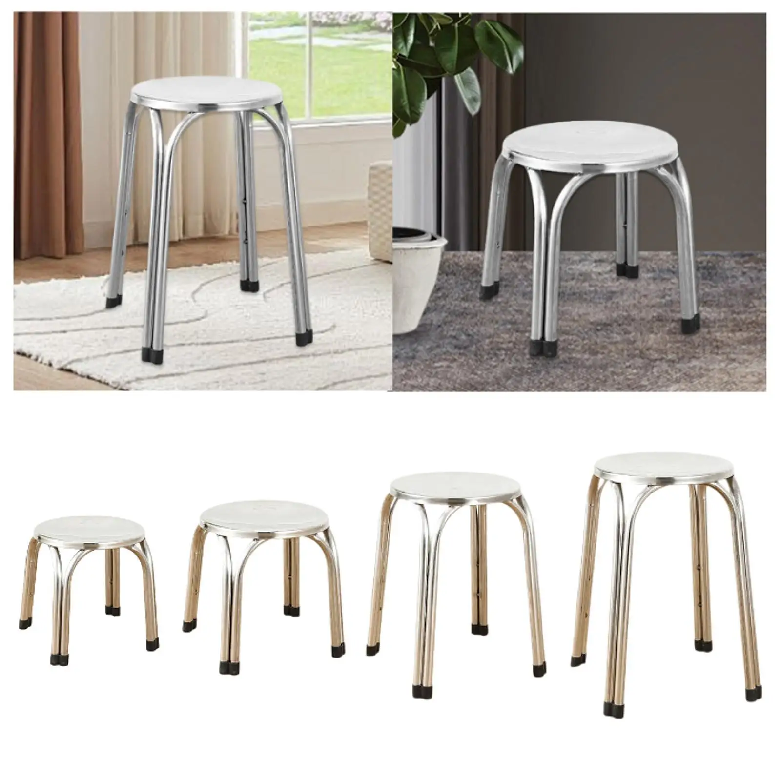 Tabouret empilable en acier inoxydable, meubles en métal, tabouret en métal polyvalent