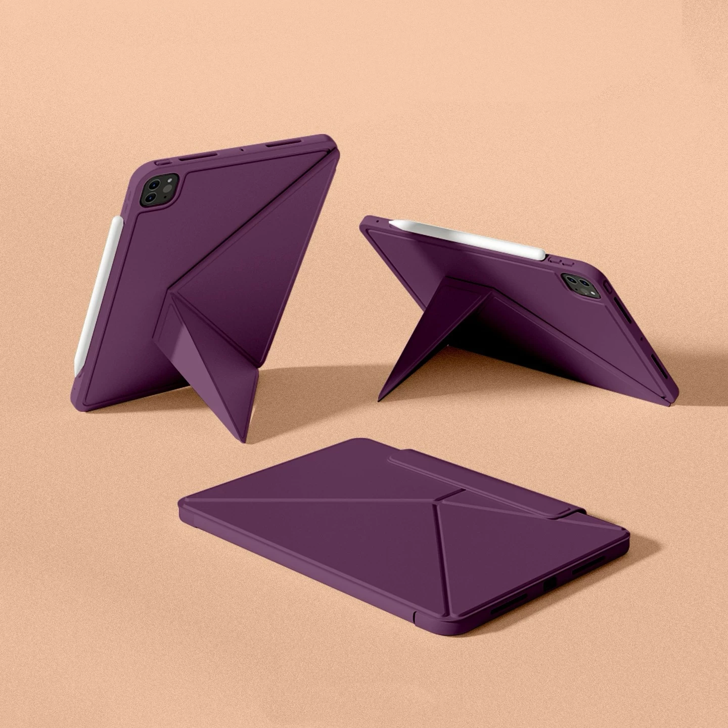 Double-Sided Clip with Frame All-Inclusive Edge Anti-Collision Protective Case, Suitable for iPad, K-Fold Rotating Bracket Magne