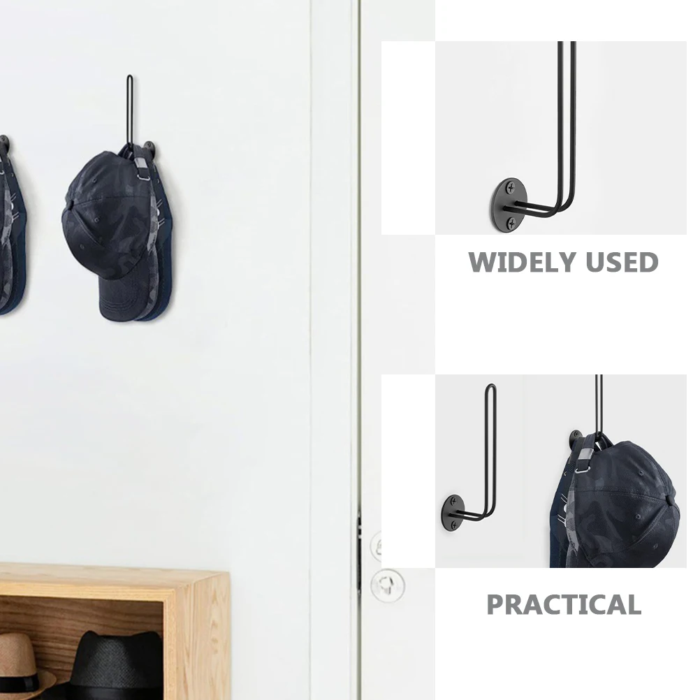 

2pcs Hat Mount Carbon Steel Baseball Cap Holder Wide Brim Cowboy Hat Display Storage Organizer L Shape Hook