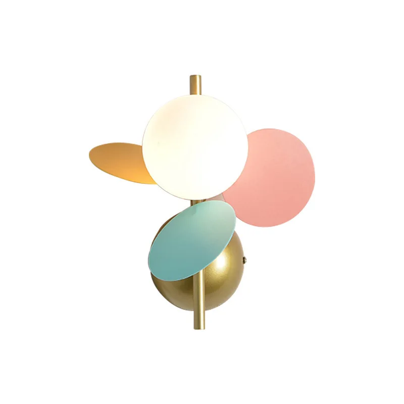 Glass Ball Lampshade Warm LED Light for Nordic Macaron Acrylic Sheet Wall Lamp Kids Bedroom Living Room Accent Decor