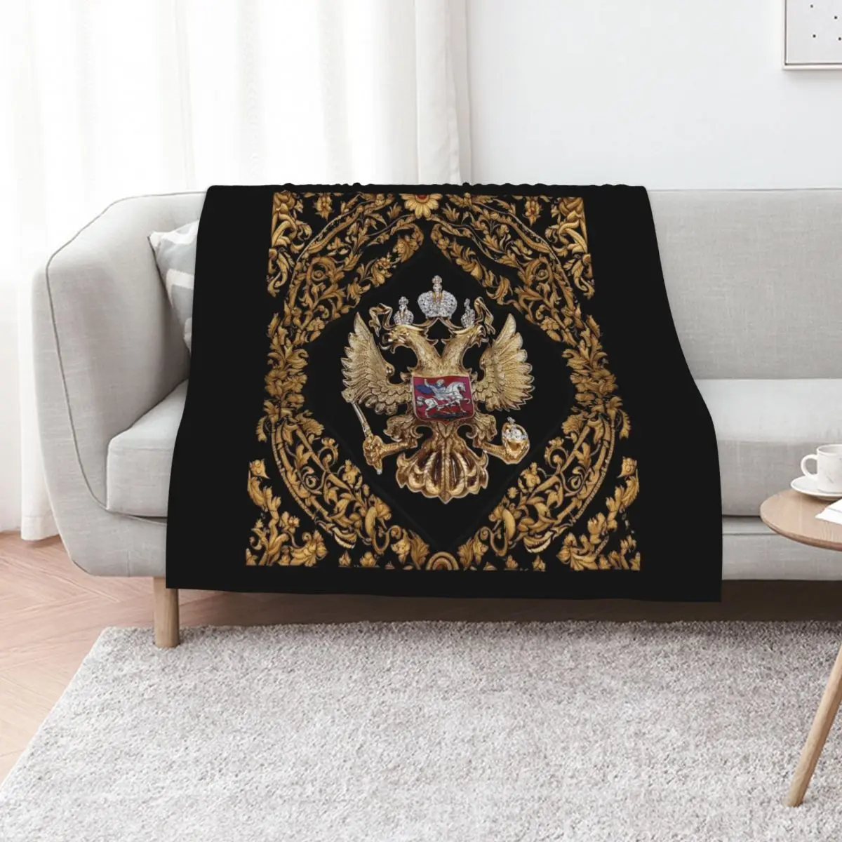 Russian Coat of Arms tapestry art. Russian gifts. Throw Blanket Bed Fashionable For Baby Baby Softest Designers Furry Blankets