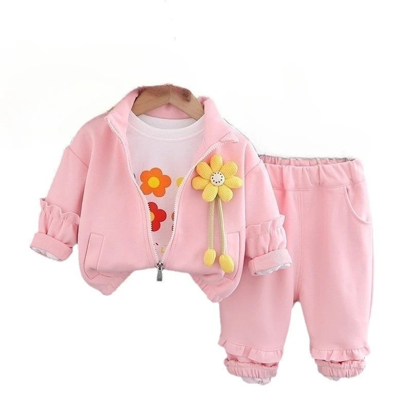 

New Spring Autumn Baby Clothes Set Children Girls Jacket T-Shirt Pants 3Pcs/Sets Kids Clothing Infant Costume Toddler Tracksuits