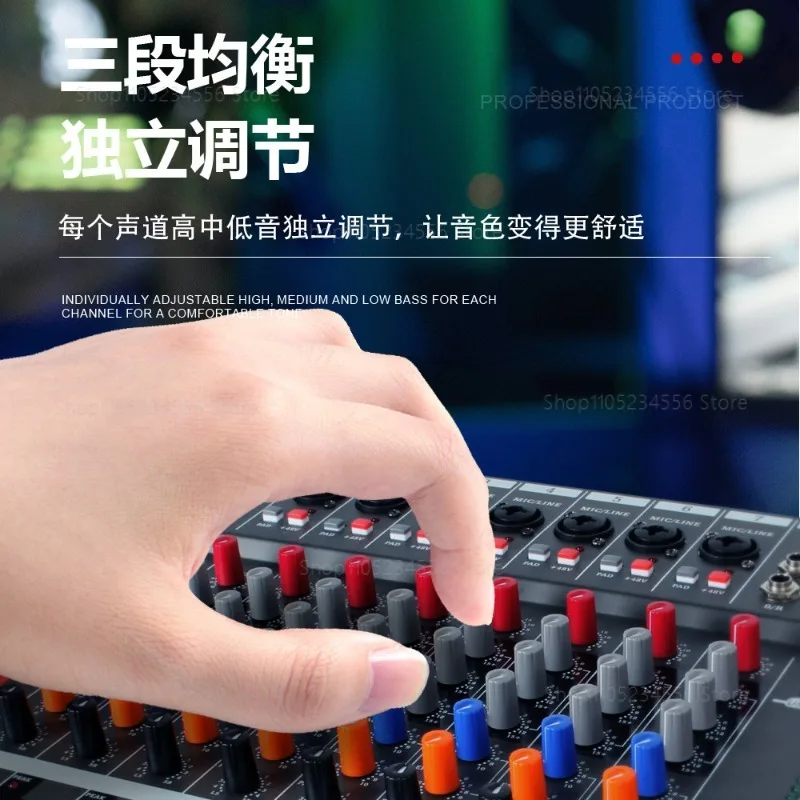 

8 Channel Digital Mixer Professional Sound Board With Bluetooth USB Recording 16 Effects For Live Streaming Home Stage