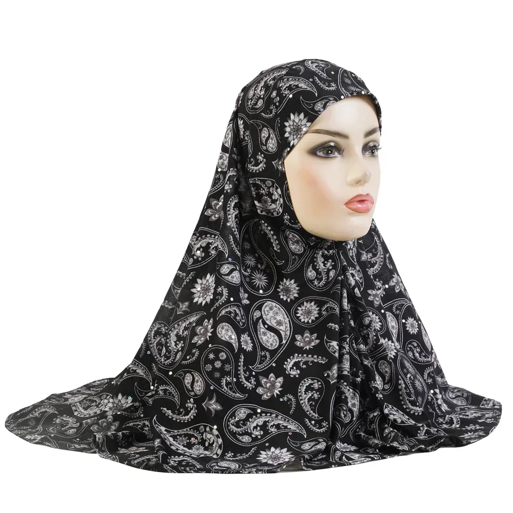 Moslim Vrouwen Hijaabs Print Tulband Pull Op Klaar Instant Sjaal Volledige Cover Sjaal Een Stuk Amira Chemo Cap Femme Islamitische hoofd Wrap