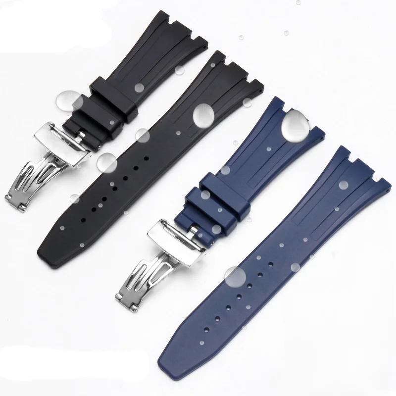 For Ap Watch Royal Oak Offshore Series Sports Silicone Watchbands Men 27 28mm Double Concave Black Rubber Waterproof Watch Strap