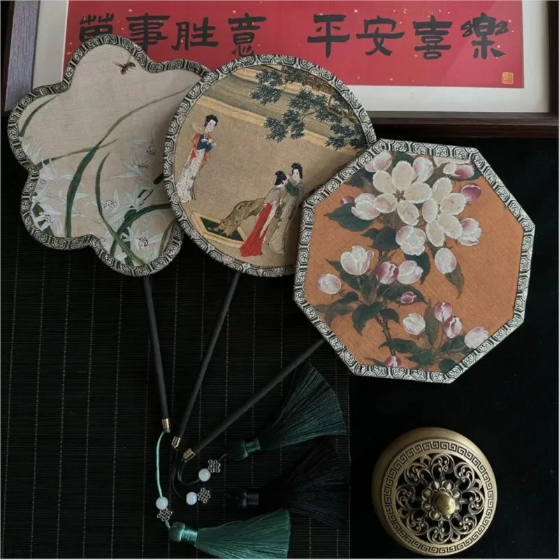 Abanico mano impreso, abanico redondo, baile estilo antiguo, estilo chino Hanfu Qipao Suzhou, decora