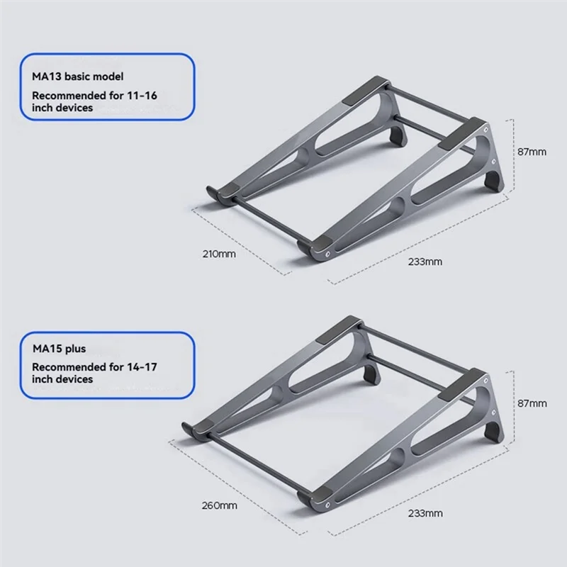 Suporte vertical para laptop destacável de alumínio 2 em 1, suporte de armazenamento para tablet, adequado para dispositivos de 10-17,4 polegadas, tamanho grande