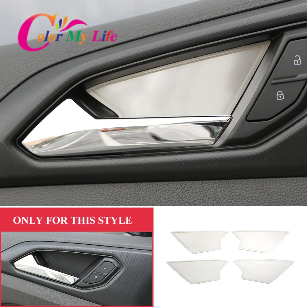 4Pcs/set Stainless Steel Inner Door Handle Bowl Cover Trim Sticker for Volkswagen VW TCROSS T-cross 2018-2024 Accessories