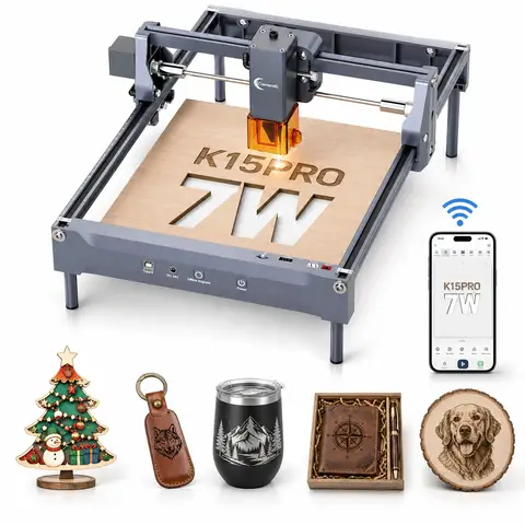 Carverall K15PRO 7W Laser Engraver Cutter Machine 200x300mm, 15000mm/min, 0.01mm Precision, WiFi USB App Control, LightBurn LaserGRBL, for Wood Leather Acrylic Engraving, DIY Gifts, Home Workshop, Crafts and Small Business