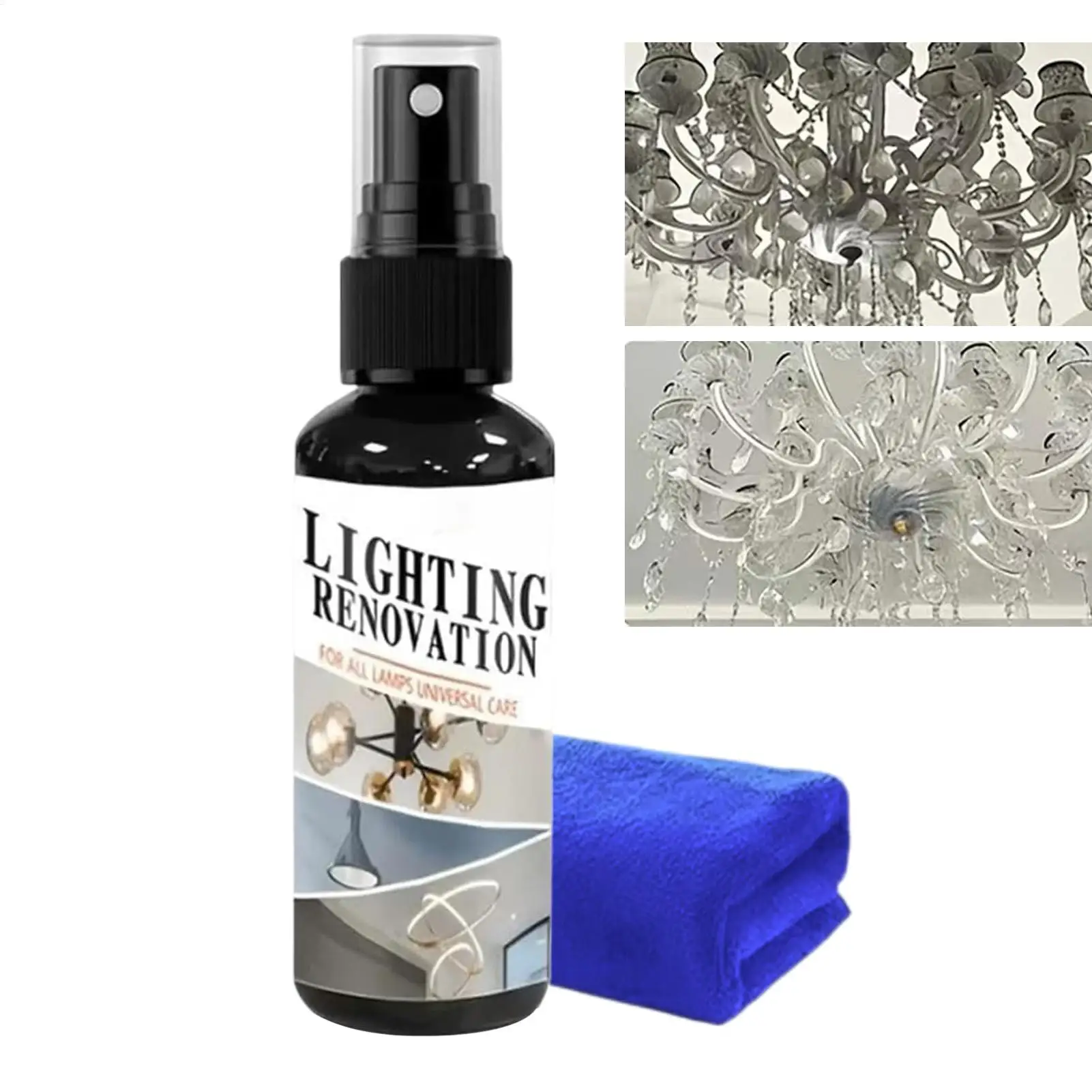 100ml Chandelier Cleaning Spray No Rinse Glass Cleaner Multipurpose Stain Remover for Crystal Lamp Window Mirror Tile Kitchen