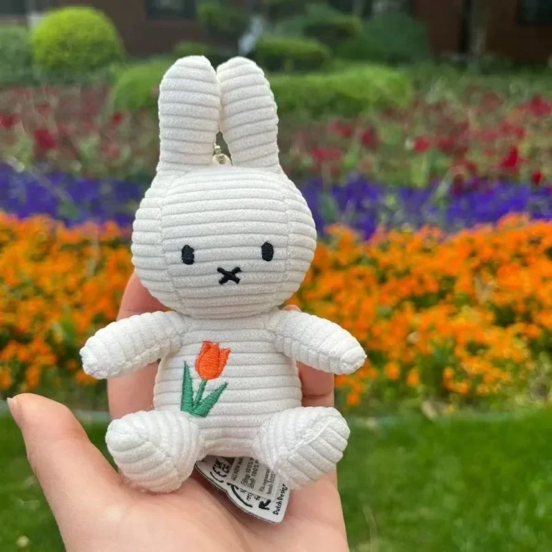 

Kawaii Miffy кролик тюльпан вышитый вельветовый брелок милый аксессуар сумка для девочек Шарм Miffy плюшевый подарок на день рождения и Рождество