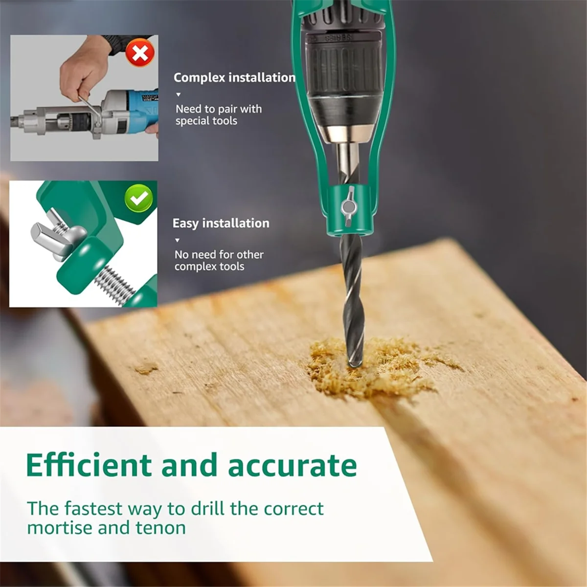 

Square Hole Drill Bit Adapter, High Manganese Steel Mortising Attachment for Drill Press,for Drill Press Hand Drill