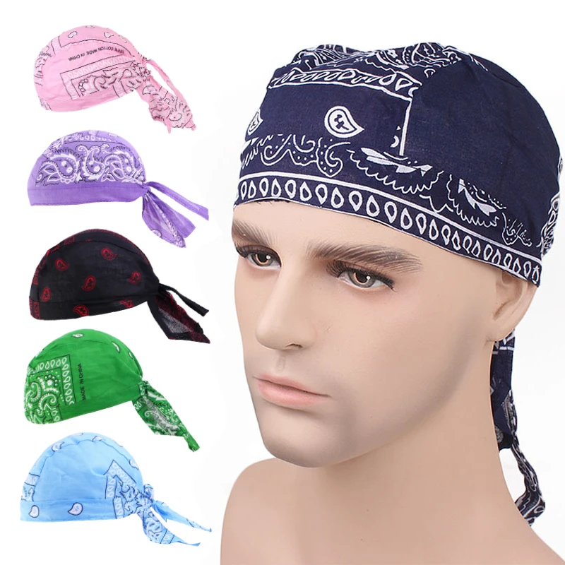 Bandana pirata de Ciclismo de algodón para hombre y mujer, diadema de bicicleta, gorro absorbente de sudor, turbante de Hip-hop, pañuelo para la cabeza