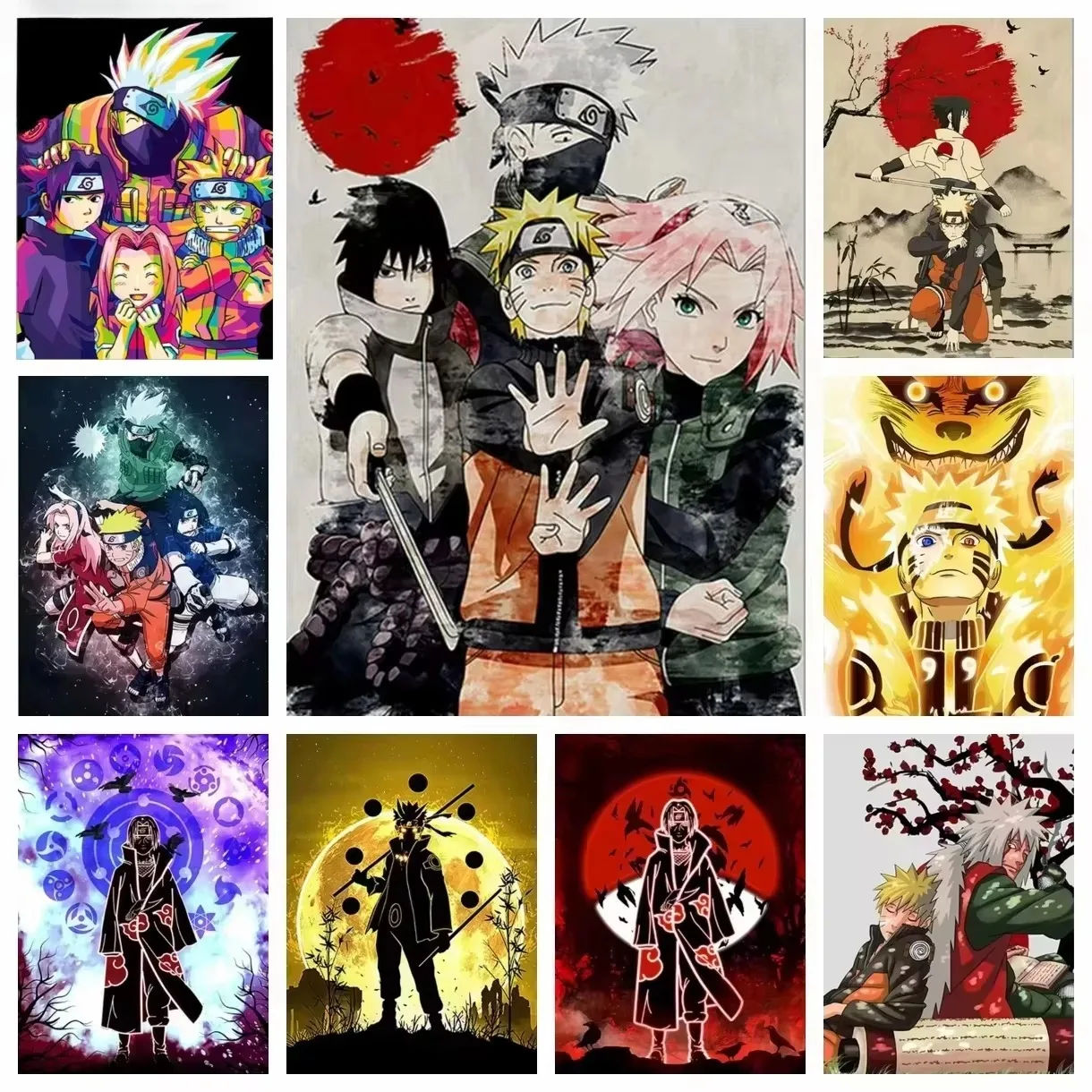 Ölgemälde-Set nach Zahlen Naruto Uzumaki Anime-Kunstwerk Leinwand-Wandkunst für Erwachsene DIY Heimdekoration Geschenk
