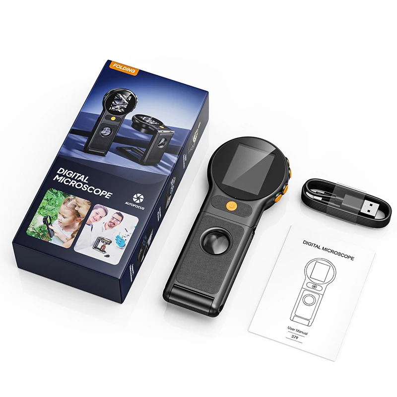 Microscopio multifunzionale con supporto pieghevole portatile, micromingrandimento con messa a fuoco automatica grandangolare da 178 gradi a 2 megapixel