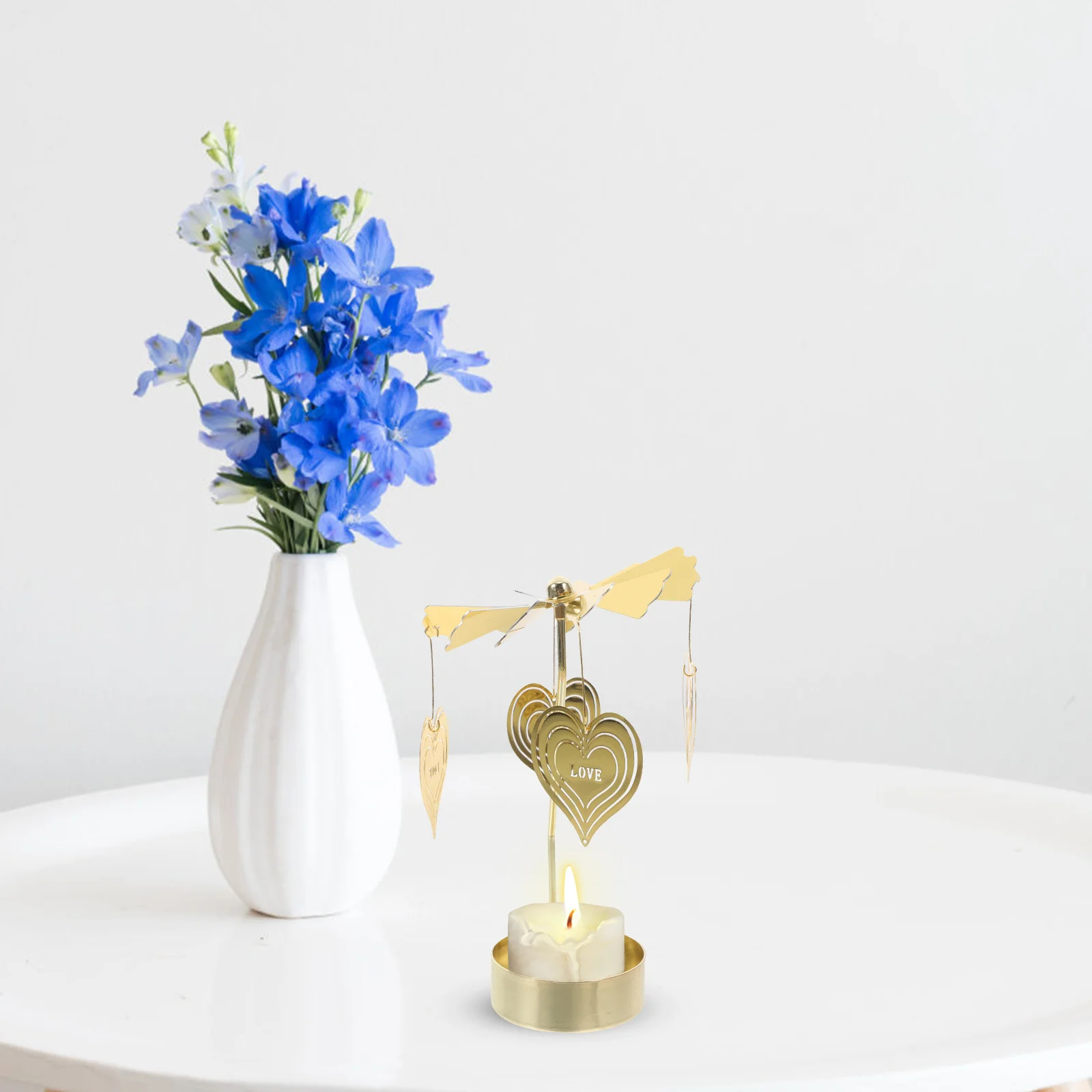 

3Pcs Romantic Metal Rotating Holder Spinning Tea Light Candlestick Wedding Party Decor Spinning Holder