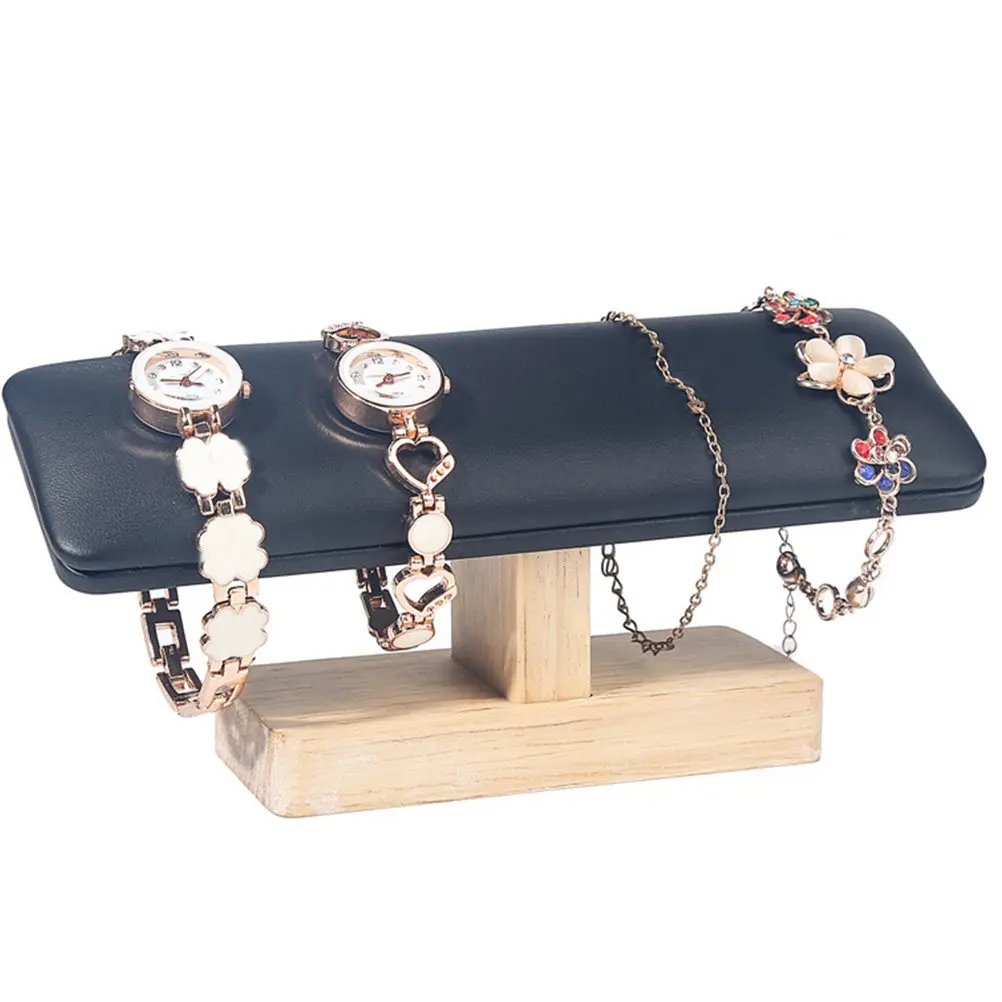 

Black Wooden Jewelry Display Stand Holder for Bracelets Bangles Watches Compact Storage Rack Display Organizer