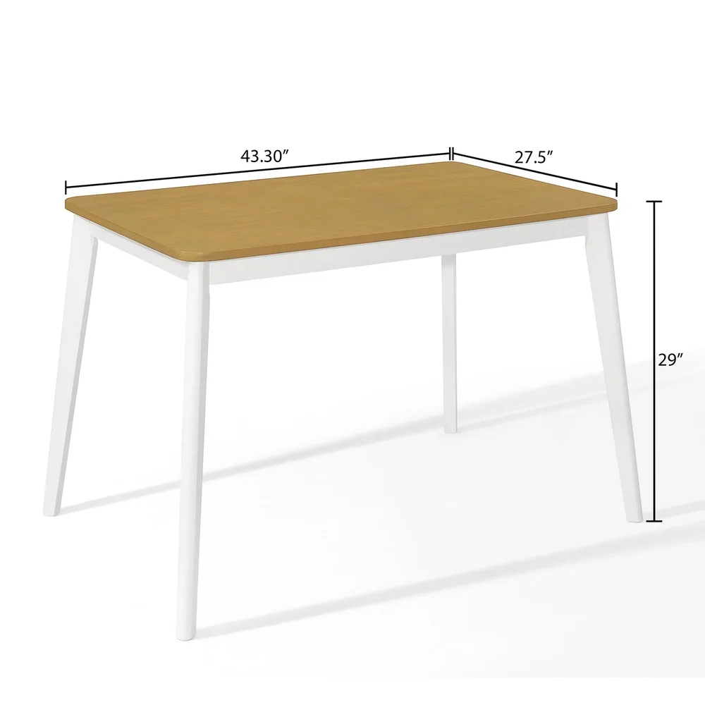 Juego de mesa de comedor minimalista de dos tonos, 5 piezas, muebles de interior de madera maciza, roble claro blanco, construcción robusta, fácil montaje
