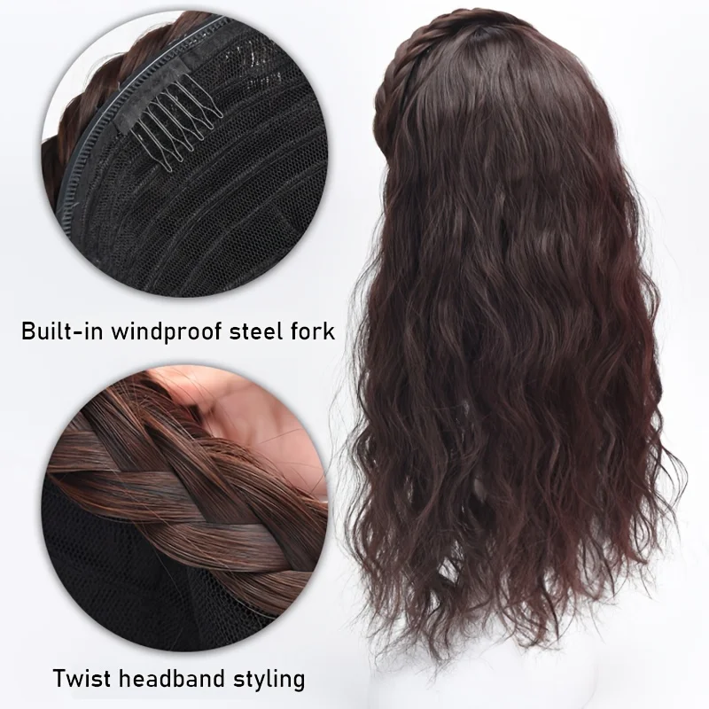 Synthetic water wave headband wig half wig heat resistant fiber Female Brown Black Blonde Cosplay Natural Heat Resistant H - view 5