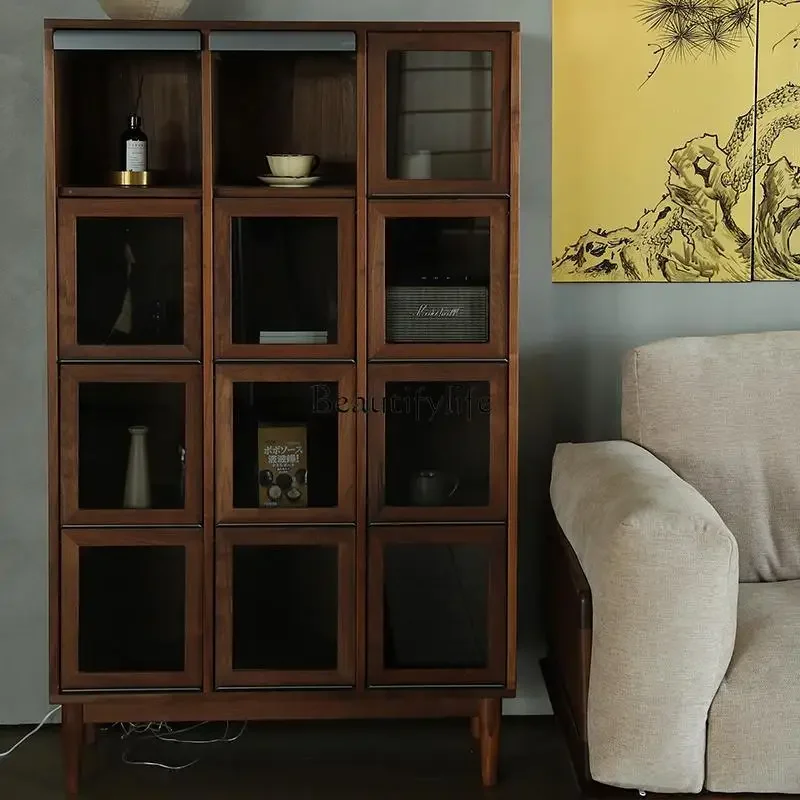 

ls 27New Chinese black walnut side cabinet, storage against the wall, home display locker