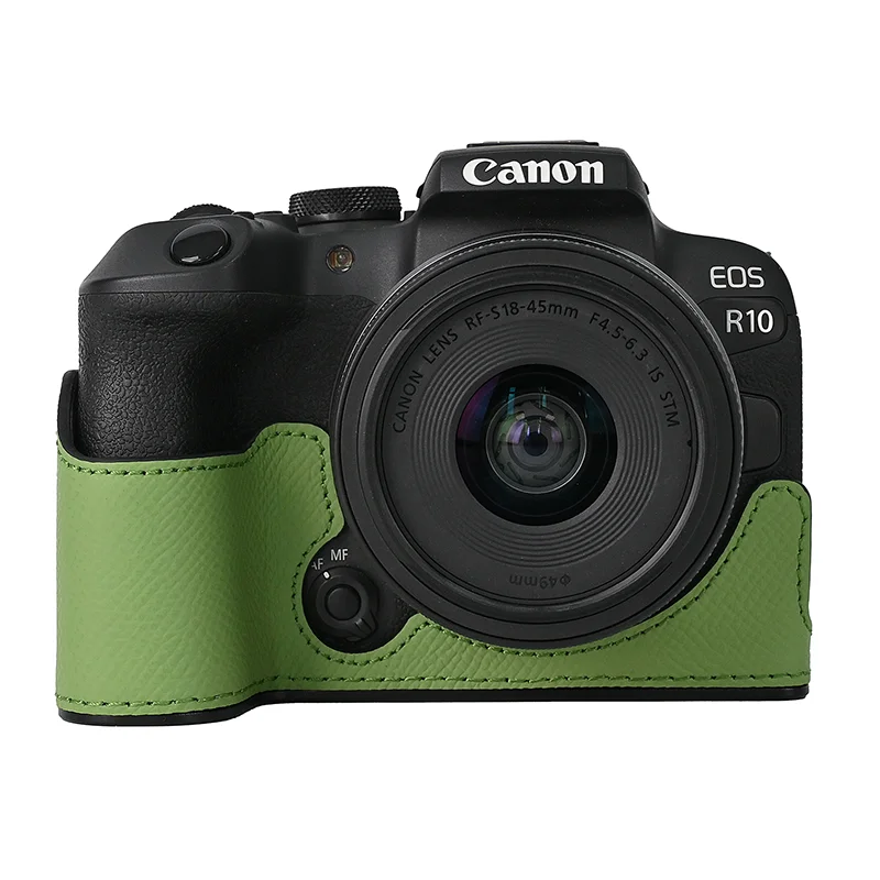 Alloy Plate Genuine Leather Case Camera Bag Half Body Base Protector for Canon EOS R10 EOSR10 Protective Opening Bottom Cover