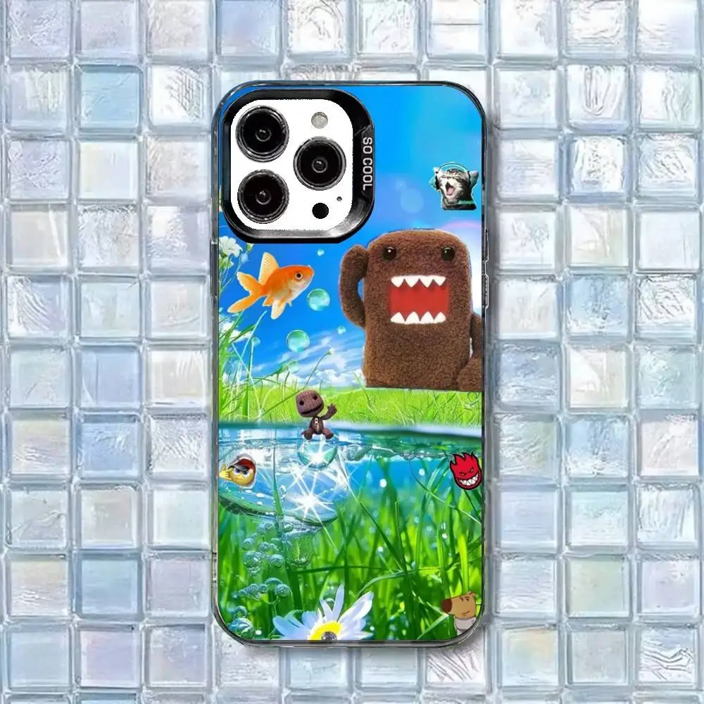 Casing Ponsel D-Domo-kun Lucu Untuk iPhone17,16,15,14,13,12,11 Plus,Pro Max Putih Matte Anti Benturan