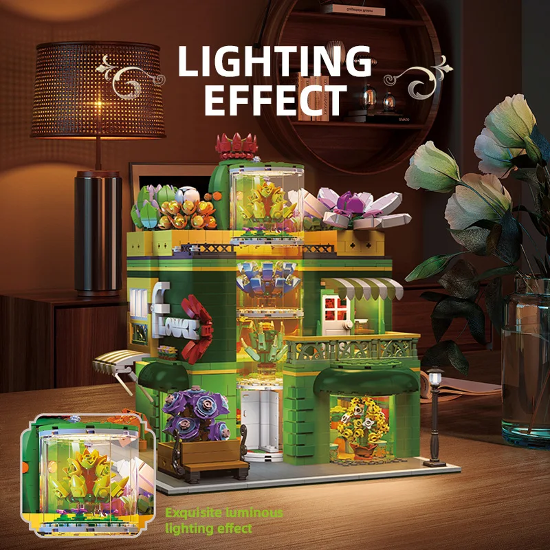 Blocs de construction d'architecture créative Street View, magasin de plantes en pot, briques 3D à monter soi-même, modèle de jouets pour enfants, cadeau du père noël