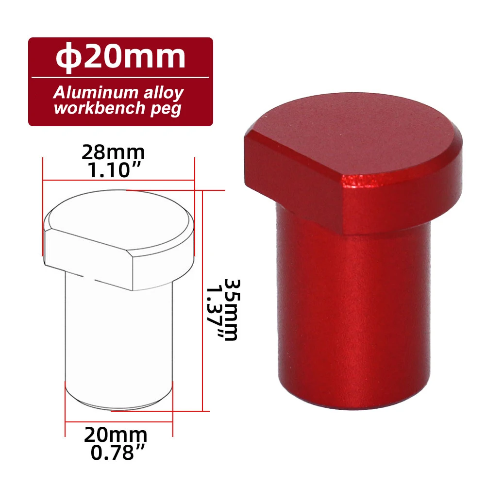 Aluminum Alloy Workbench Peg Brake Stops Bench Clamp 20mm Dog Woodworking Table Limit Block Workbench Workshop Tenon Stopper